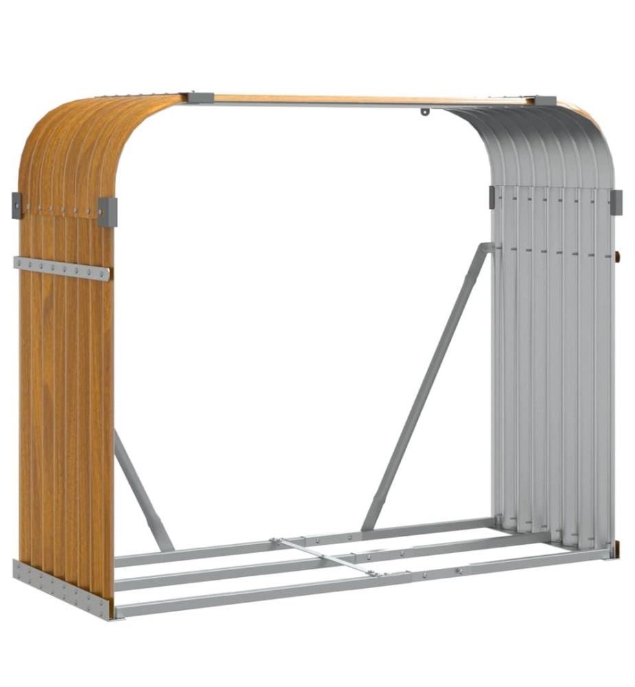 Porte-bûches aspect bois 120x45x100 cm acier galvanisé