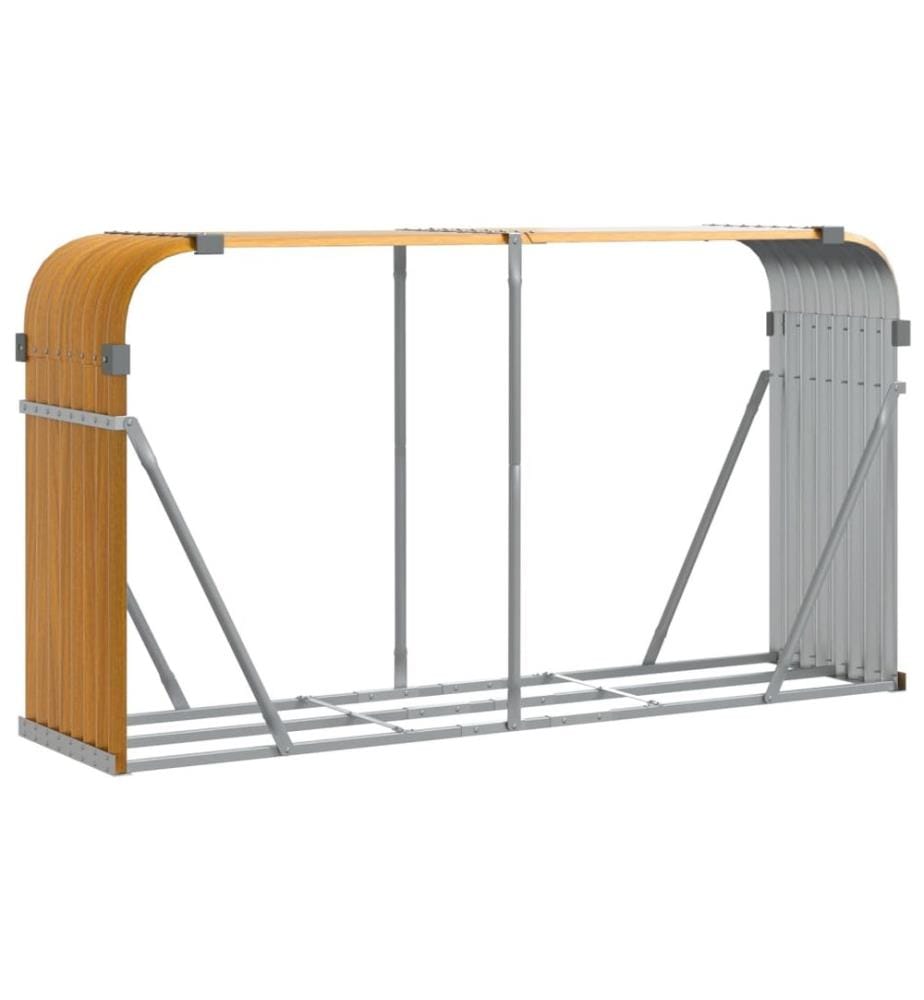 Porte-bûches aspect bois 180x45x100 cm acier galvanisé