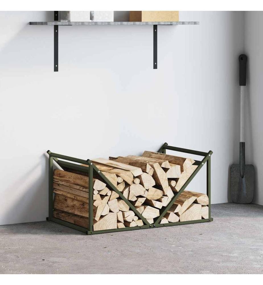 Brennholzregal Olivgrün 70x43x34,5 cm Kaltgewalzter Stahl