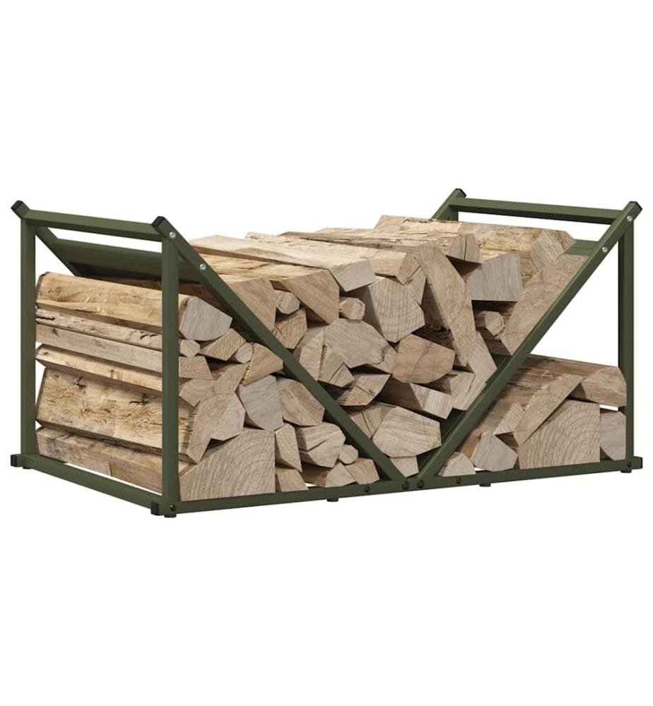 Brennholzregal Olivgrün 70x43x34,5 cm Kaltgewalzter Stahl