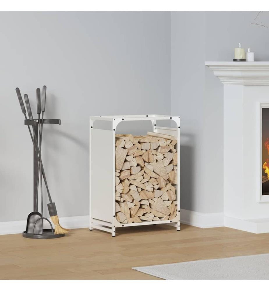 Brennholzregal Weiss 44x28x65 cm Kaltgewalzter Stahl