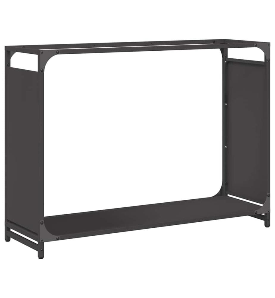 Brennholzregal Schwarz 90x28x65 cm Kaltgewalzter Stahl