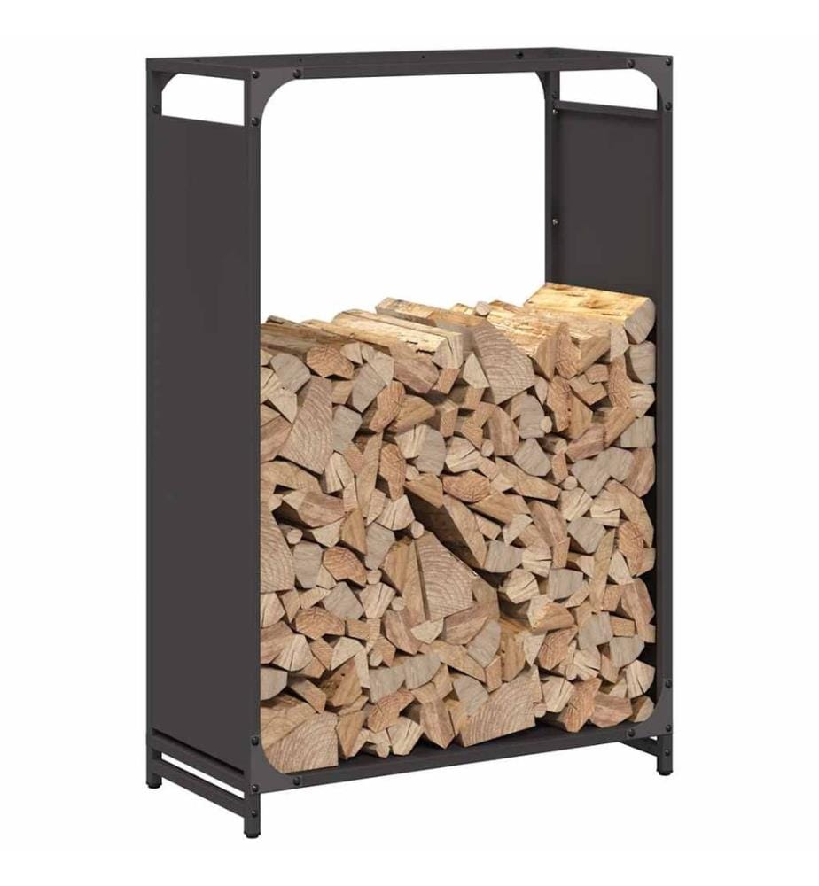 Brennholzregal Schwarz 60x28x90 cm Kaltgewalzter Stahl