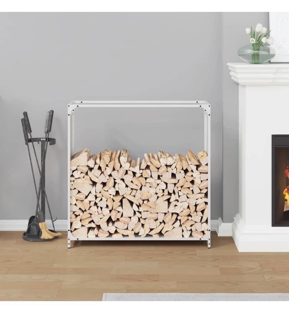 Brennholzregal Weiss 90x28x90 cm Kaltgewalzter Stahl