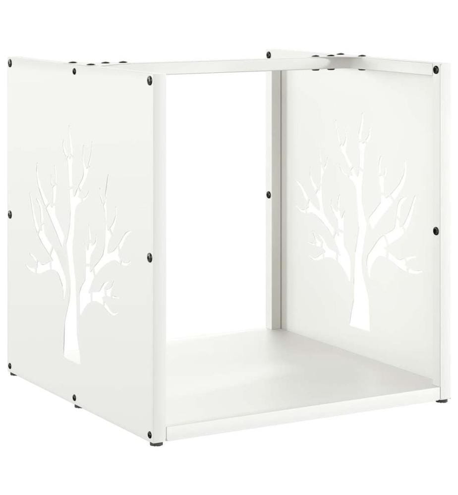 Brennholzregal Weiss 40x40x40 cm Kaltgewalzter Stahl