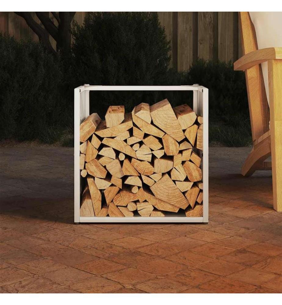 Brennholzregal Weiss 40x40x40 cm Kaltgewalzter Stahl