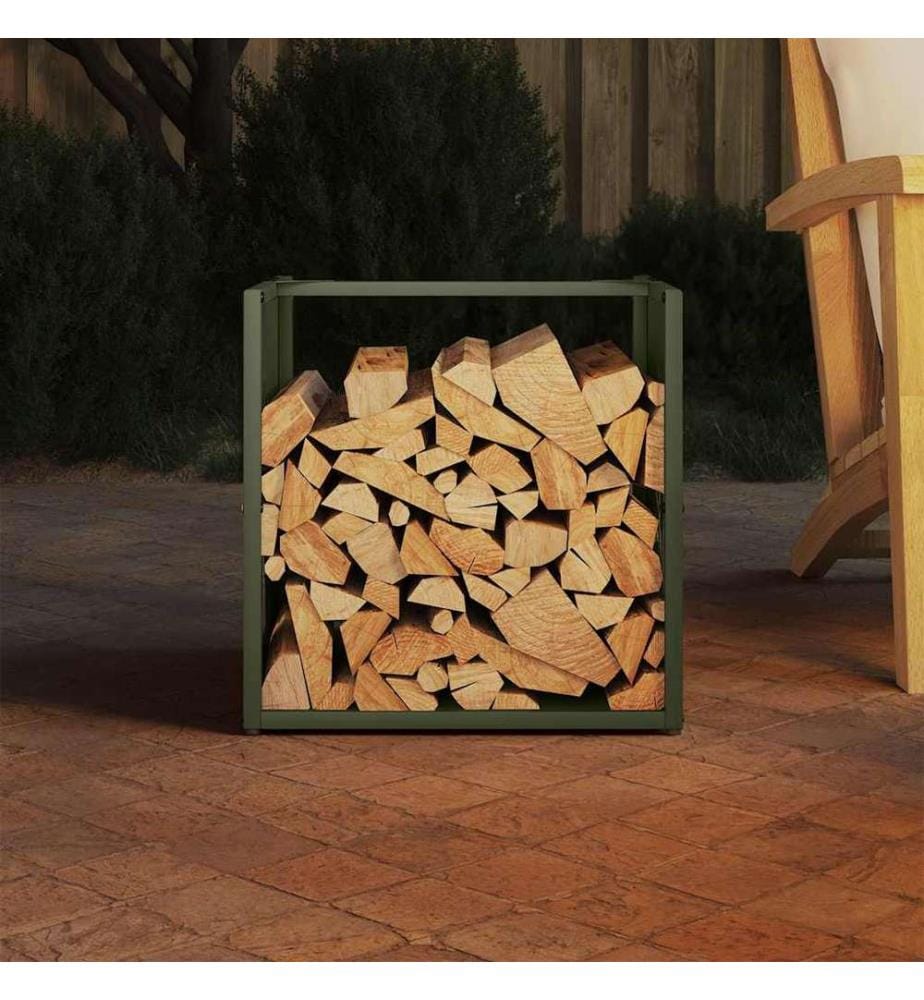 Brennholzregal Olivgrün 40x40x40 cm Kaltgewalzter Stahl