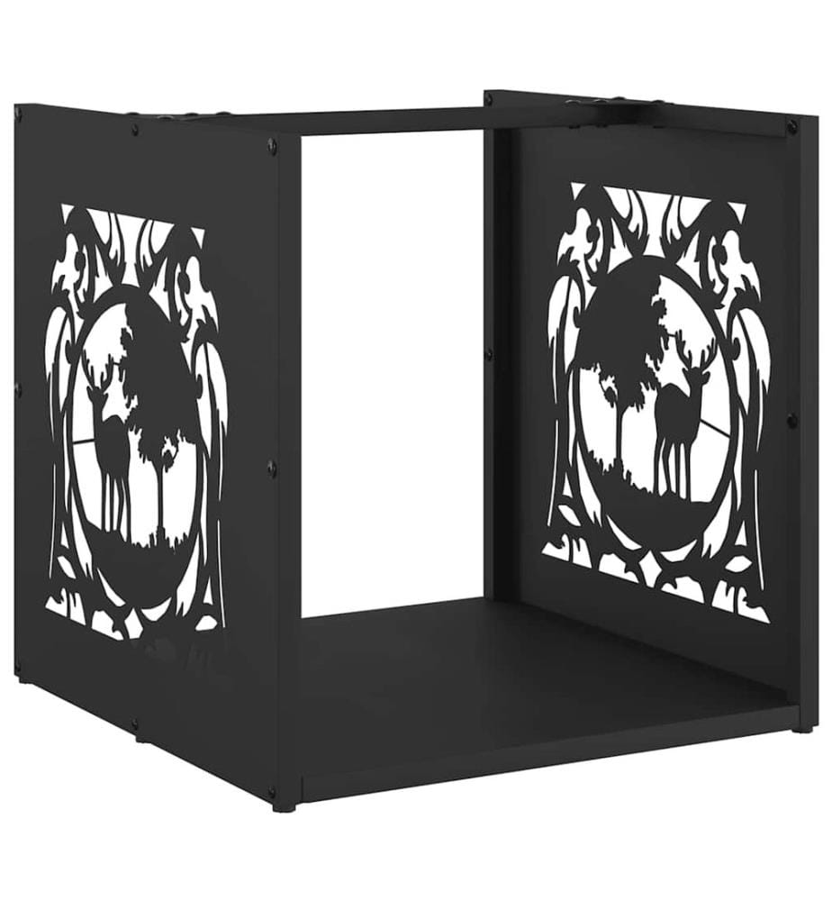 Brennholzregal Schwarz 40x40x40 cm Kaltgewalzter Stahl