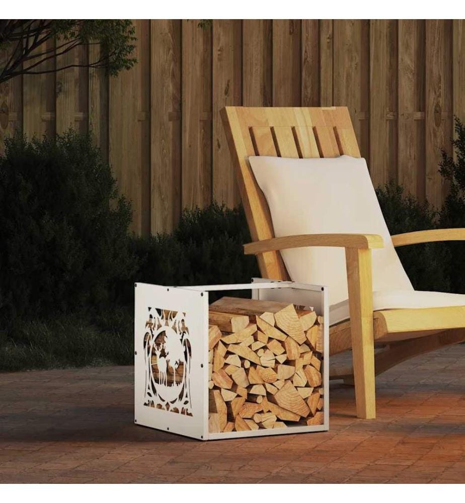 Brennholzregal Weiss 40x40x40 cm Kaltgewalzter Stahl