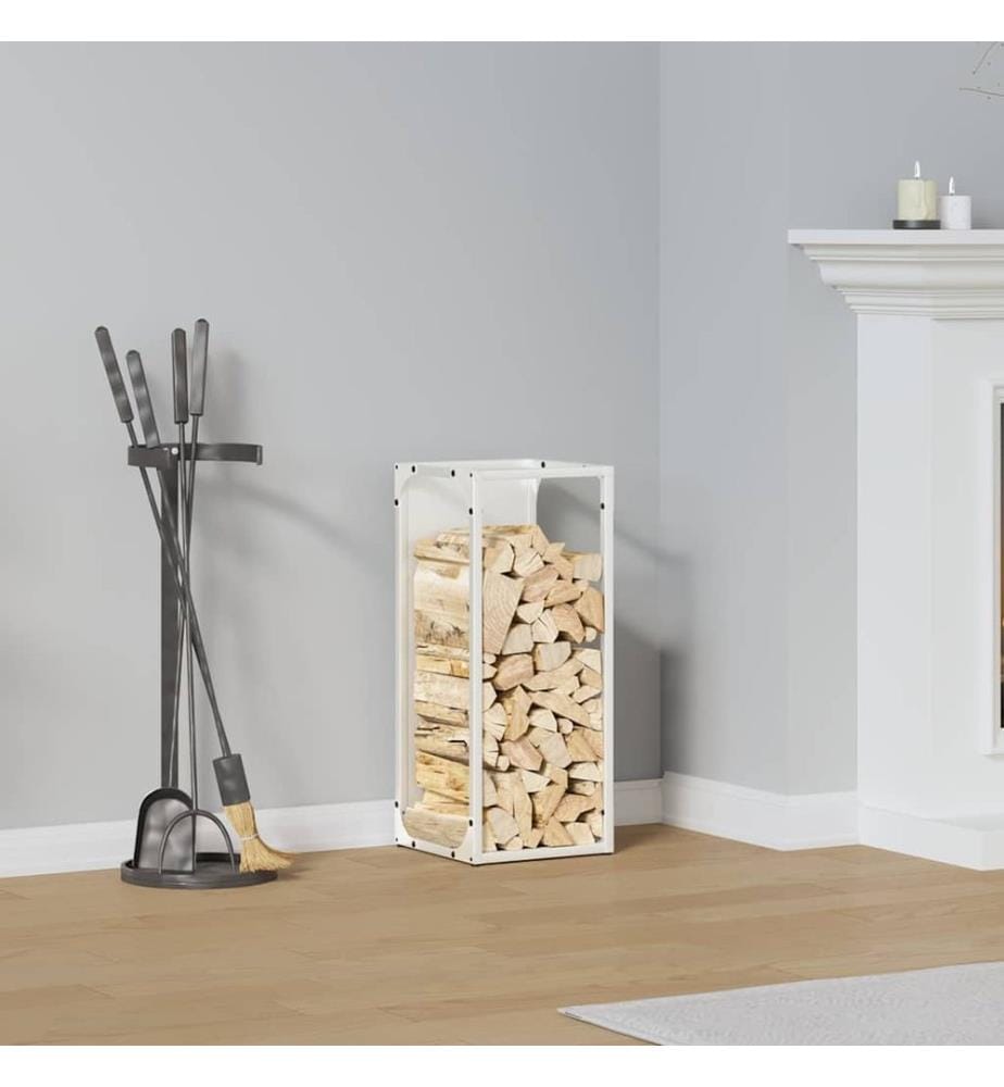 Brennholzregal Weiss 25x25x60 cm Kaltgewalzter Stahl