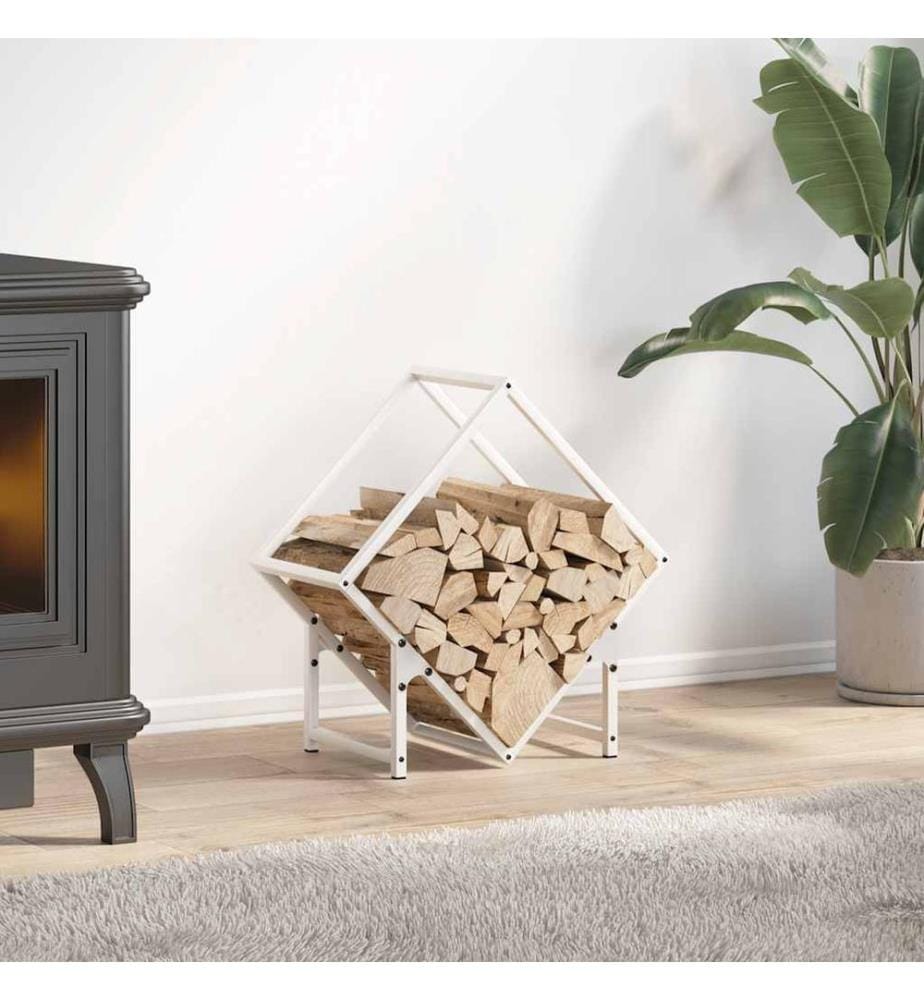 Brennholzregal Weiss 50x25x50 cm Kaltgewalzter Stahl
