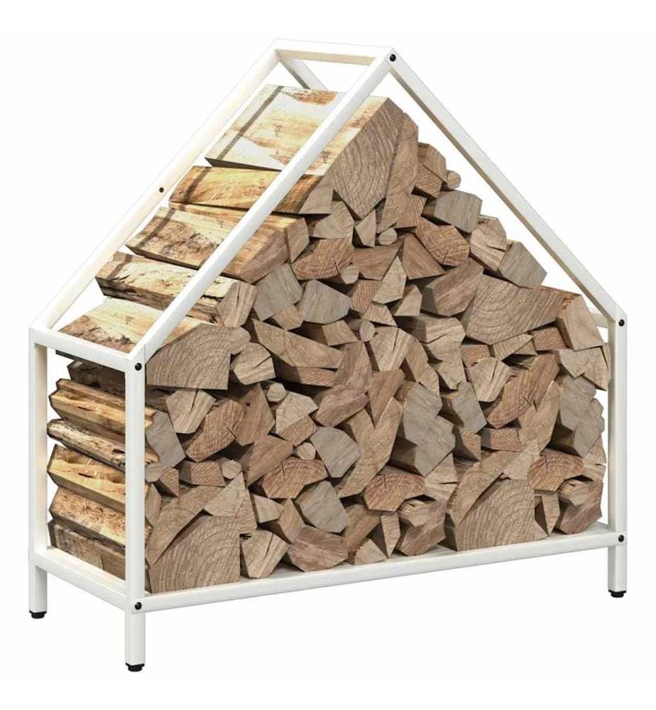 Brennholzregal Weiss 60x25x60 cm Kaltgewalzter Stahl