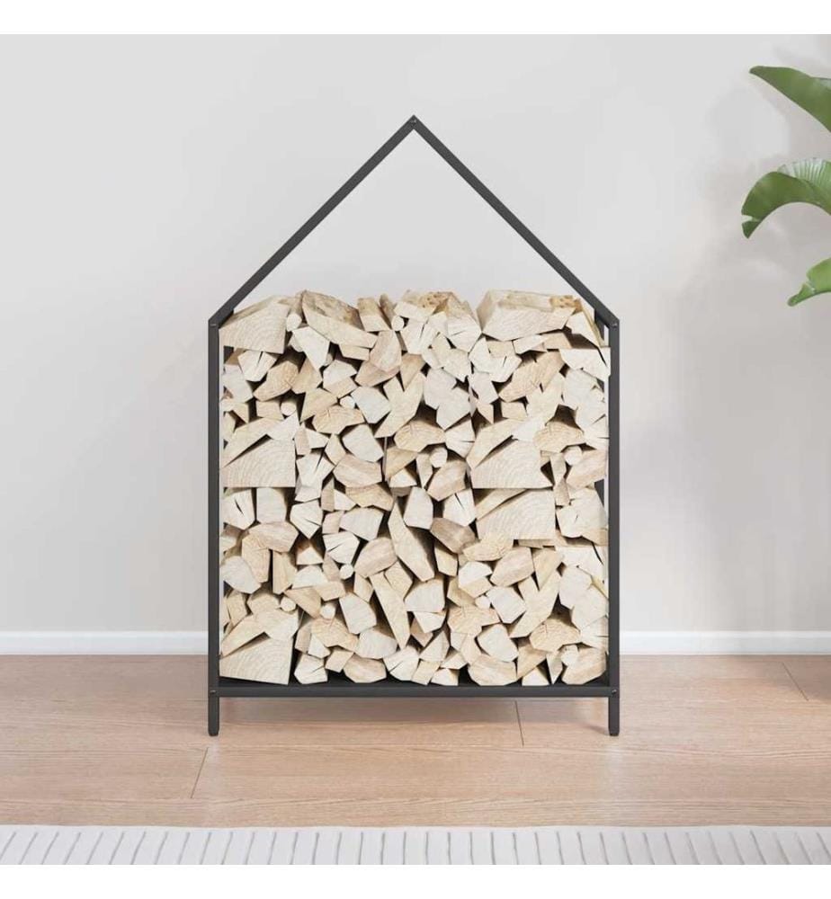 Brennholzregal Schwarz 60x25x90 cm Kaltgewalzter Stahl