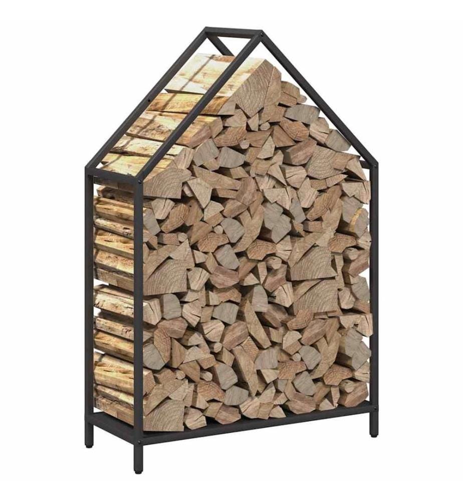 Brennholzregal Schwarz 60x25x90 cm Kaltgewalzter Stahl