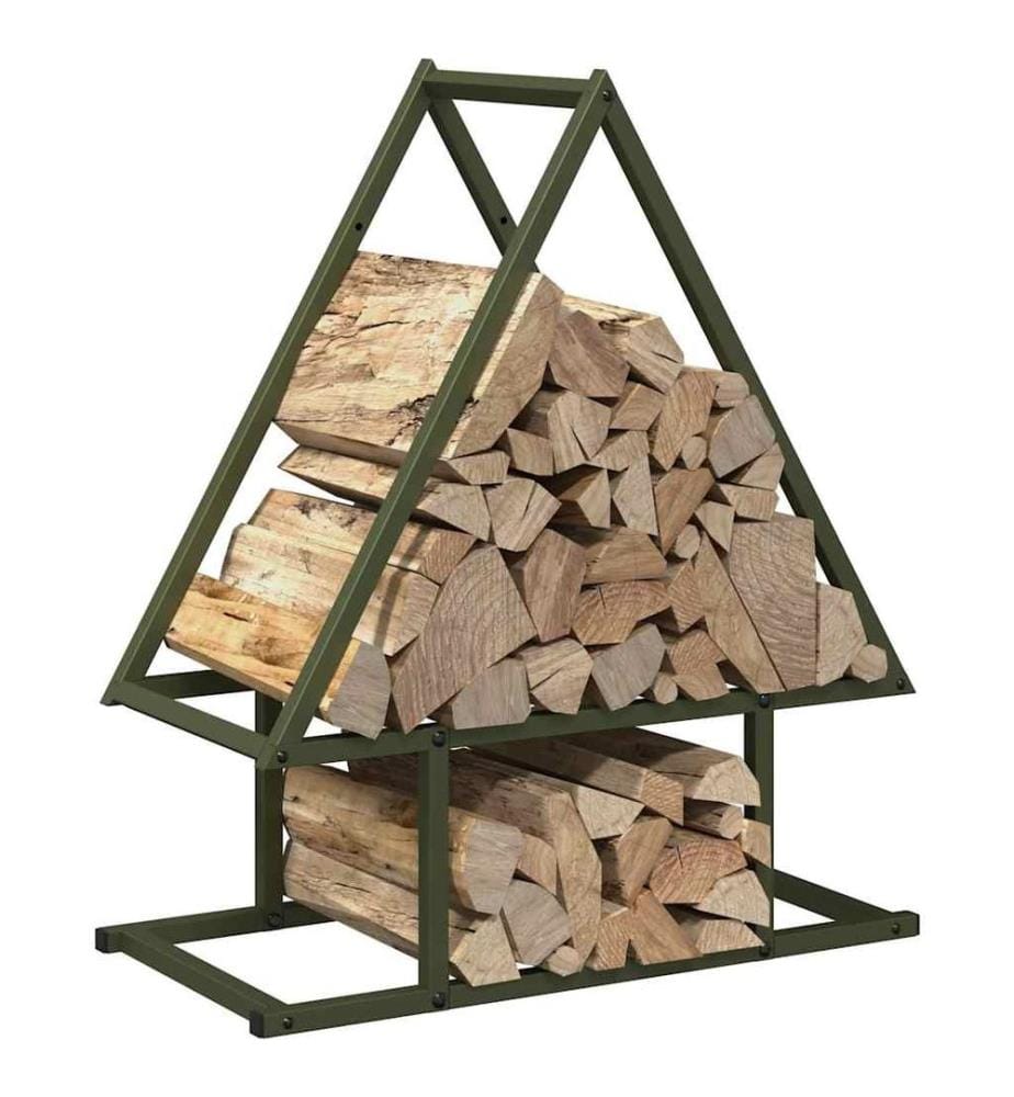 Brennholzregal Olivgrün 50x25x60 cm Kaltgewalzter Stahl