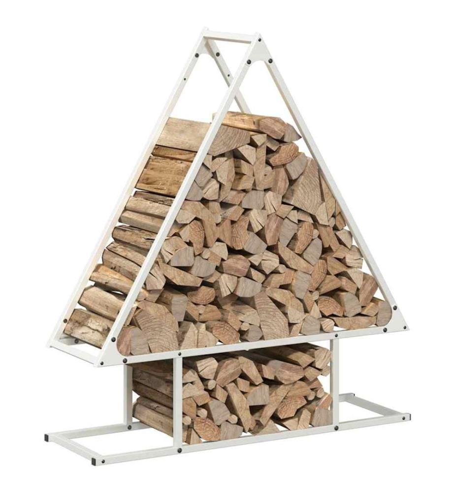 Brennholzregal Weiss 80x25x90 cm Kaltgewalzter Stahl