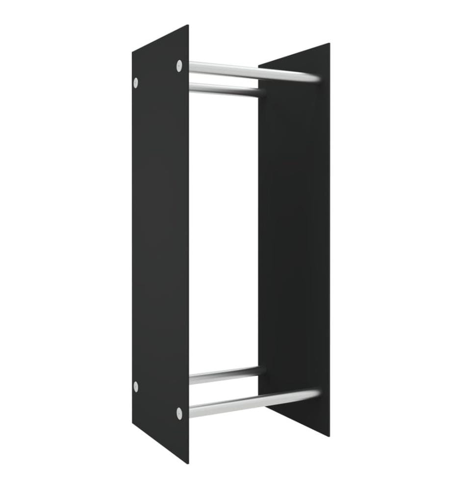 Brennholzregal Schwarz 40x35x100 cm Hartglas