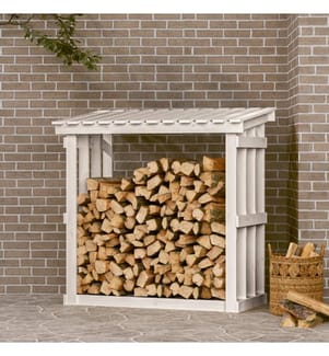 Kaminholzregal Weiss 108x64,5x109 cm Massivholz Kiefer