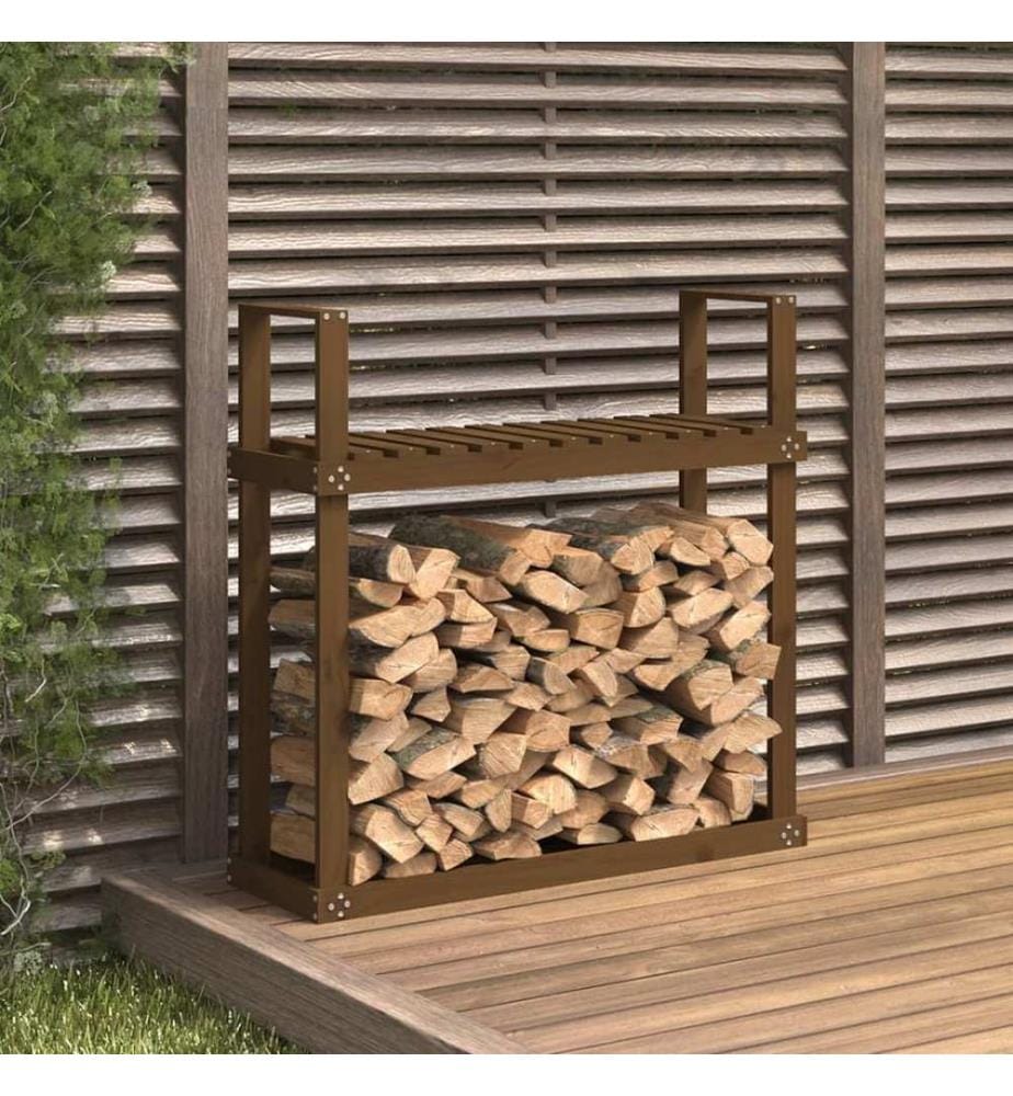 Support bois de chauffage Marron miel 110x35x108,5 cm Bois pin