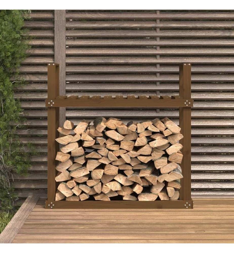 Support bois de chauffage Marron miel 110x35x108,5 cm Bois pin