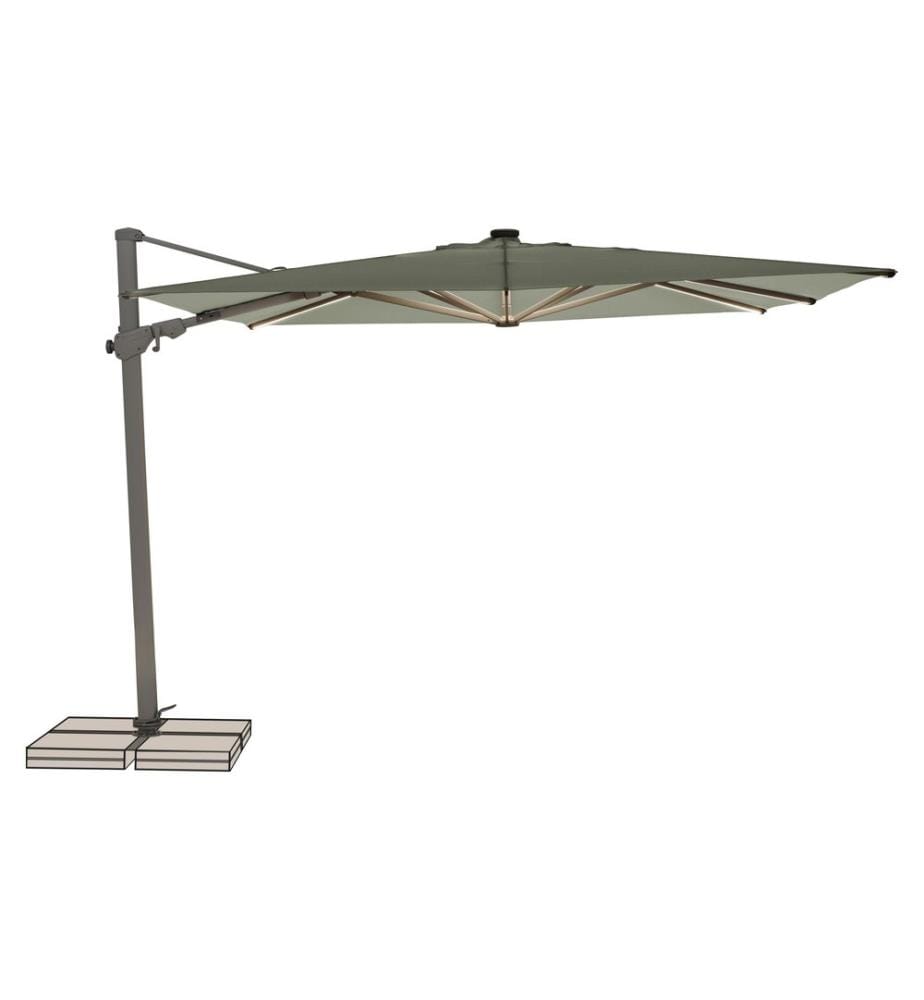 Suncomfort by Glatz - Parasol Varioflex Solar LED, 300 x 300 cm, Gris clair