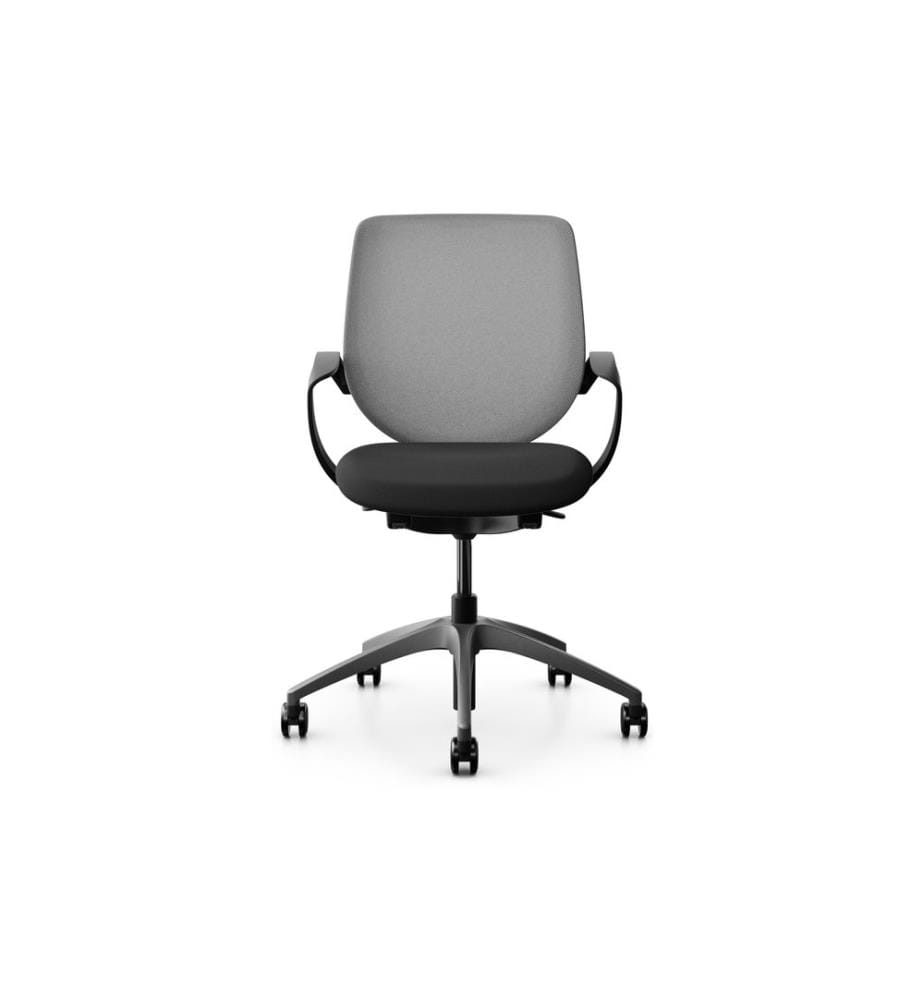Giroflex - Chaise de bureau 313 avec dossier résille et accoudoirs, gris