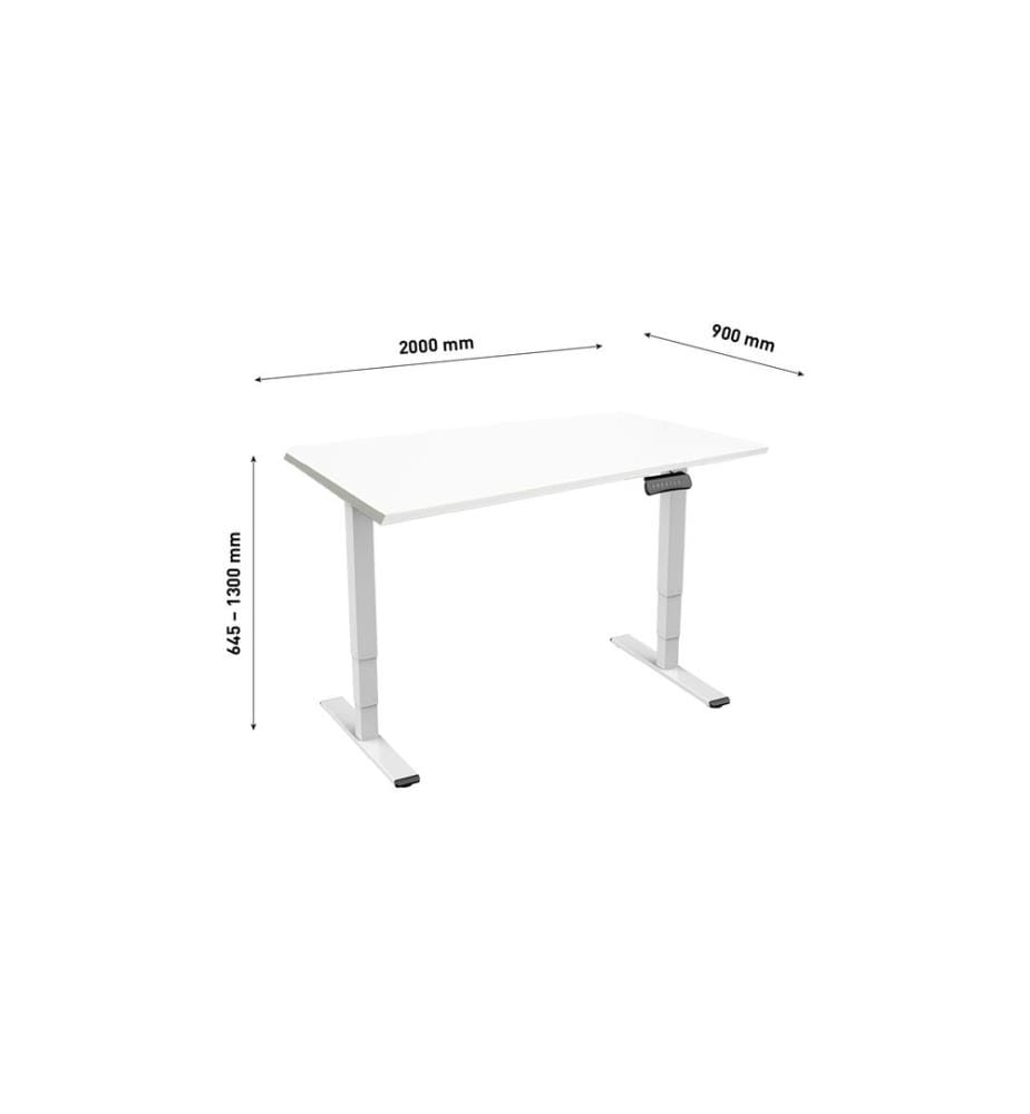 CONTINI - RAL 9016 2.0 x 0.9 m Blanc avec plateau blanc