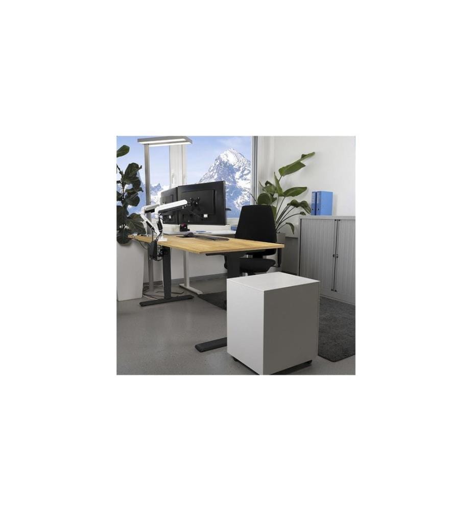 CONTINI - table de bureau réglable en hauteur 1.4 x 0.8 m Chêne/Noir