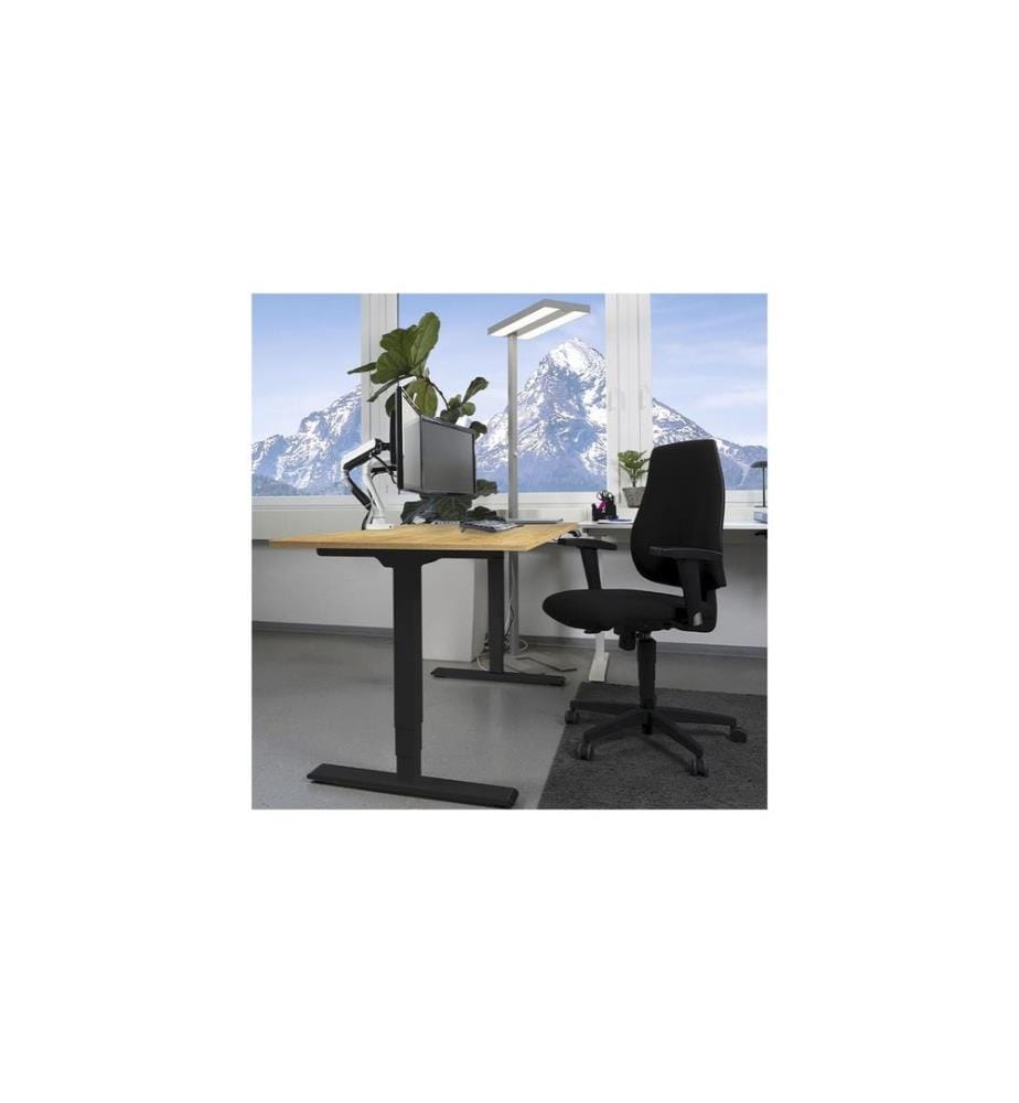 CONTINI - table de bureau réglable en hauteur 1.4 x 0.8 m Chêne/Noir