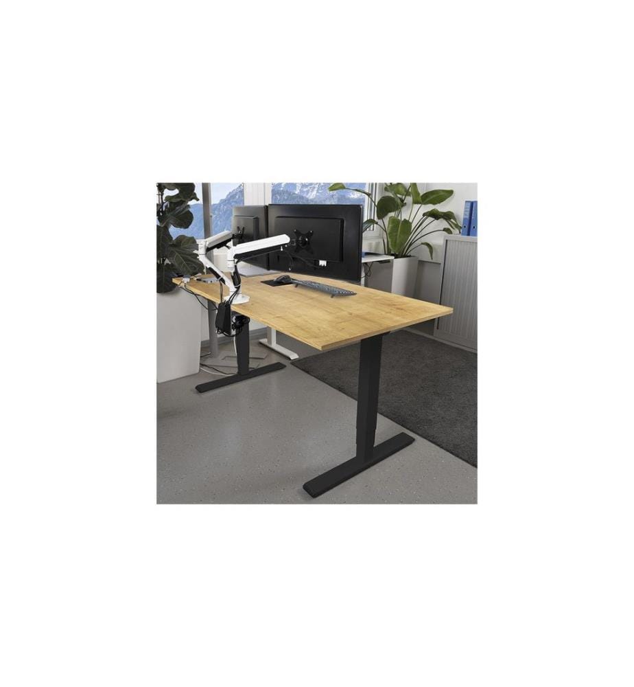 CONTINI - table de bureau réglable en hauteur 1.4 x 0.8 m Chêne/Noir