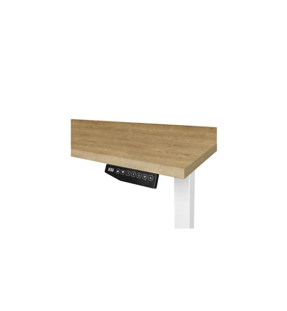 CONTINI - table de bureau réglable en hauteur 1.8 x 0.8m, chêne/métal blanc