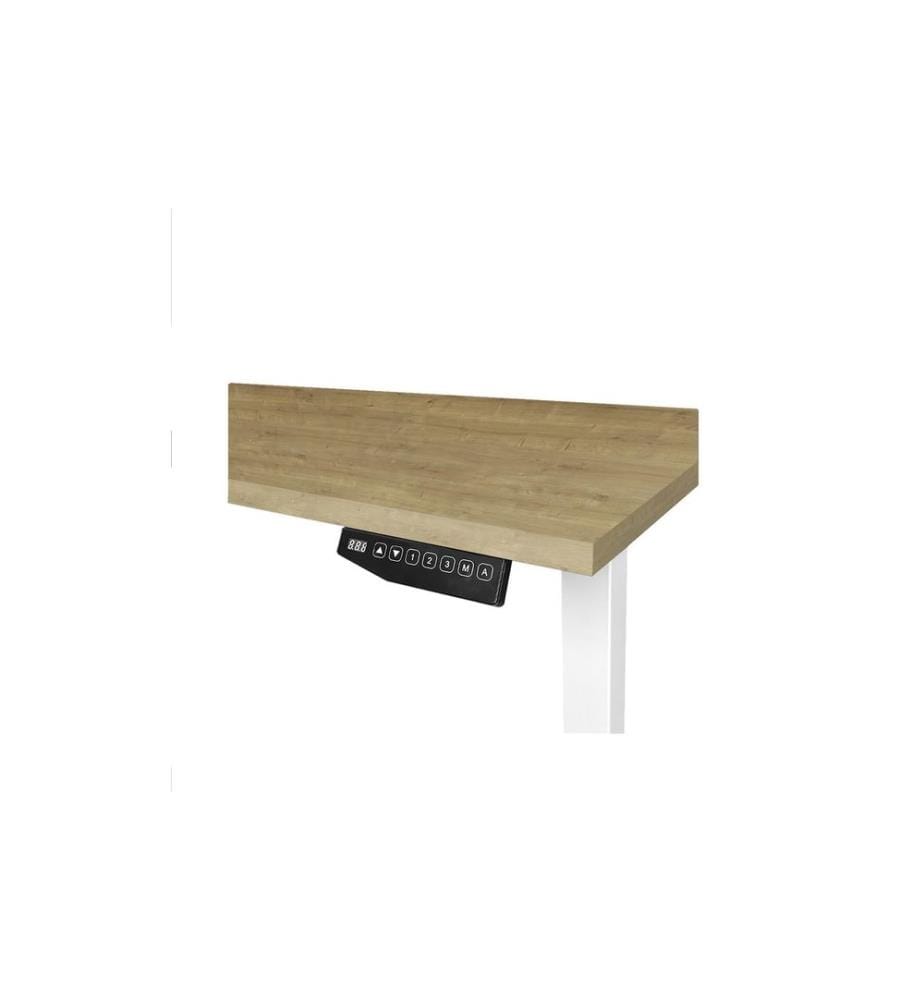 CONTINI - table de bureau réglable en hauteur 1.4 x 0.8 m chêne/blanc