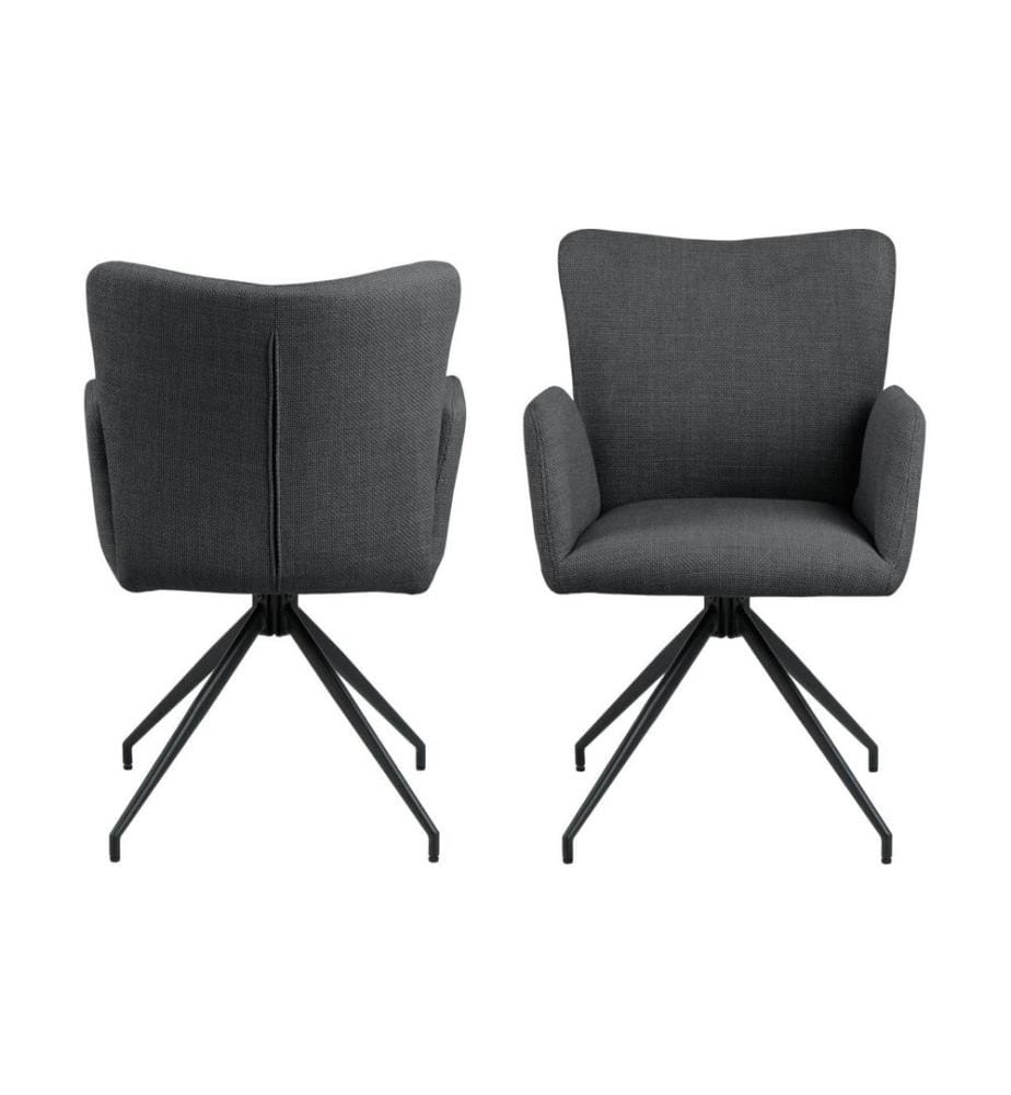 AC Design - Stuhl Laura Dunkelgrau/Schwarz, 2 Stück