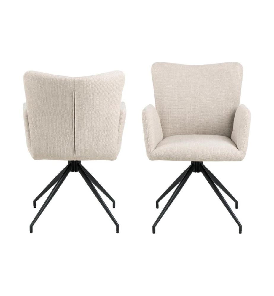 AC Design - Stuhl Laura Beige/Schwarz, 2 Stück