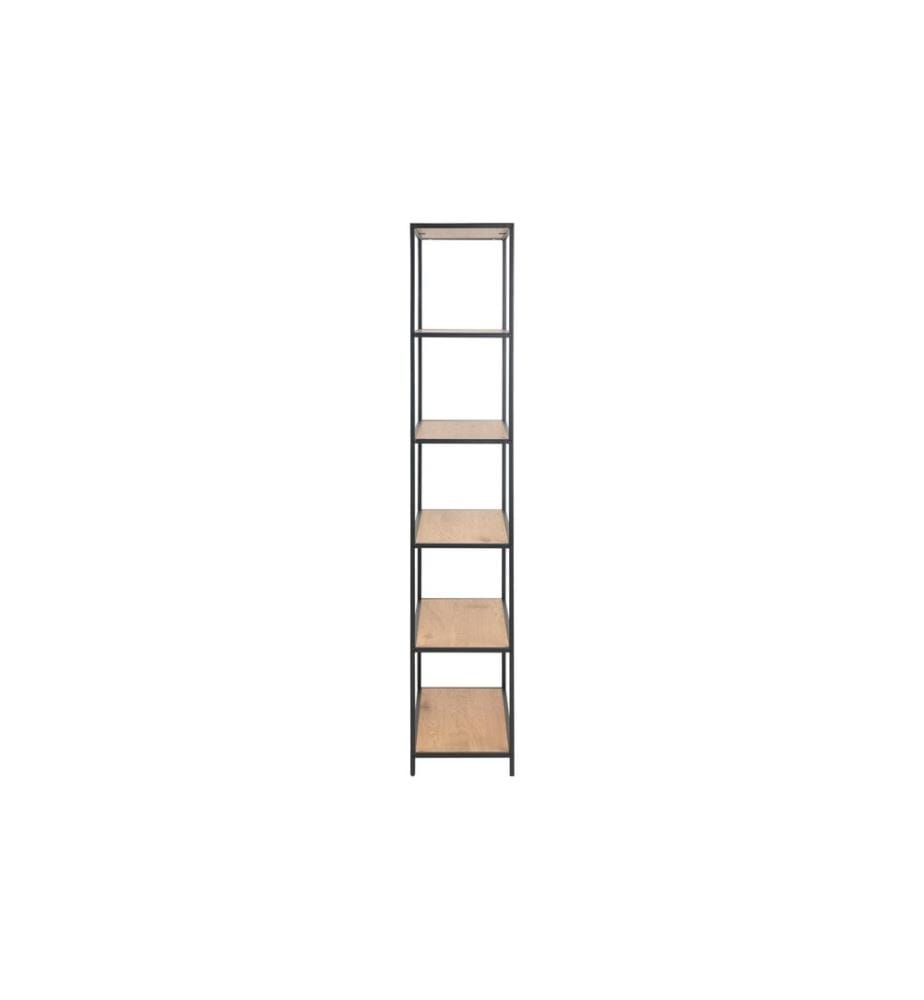 AC Design - Regal Seaford 77 x 35 x 185 cm, Eiche/Schwarz matt