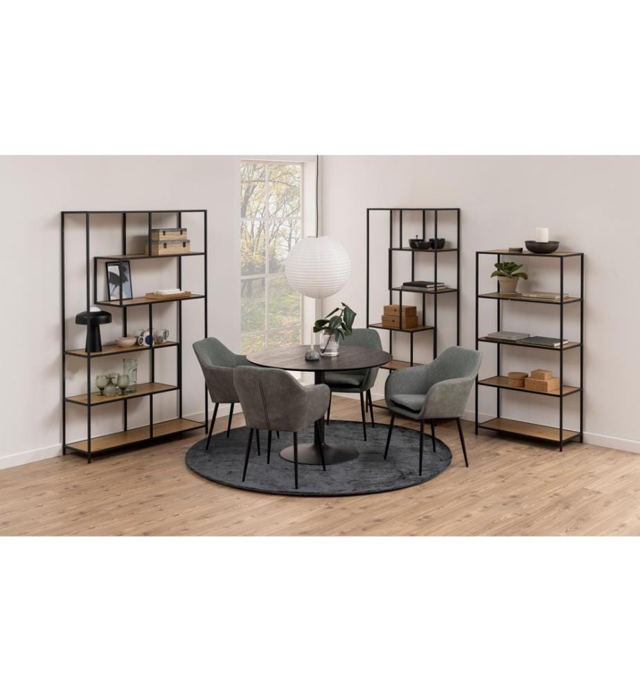 AC Design - Regal Seaford 114 x 35 x 185 cm, Eiche/Schwarz