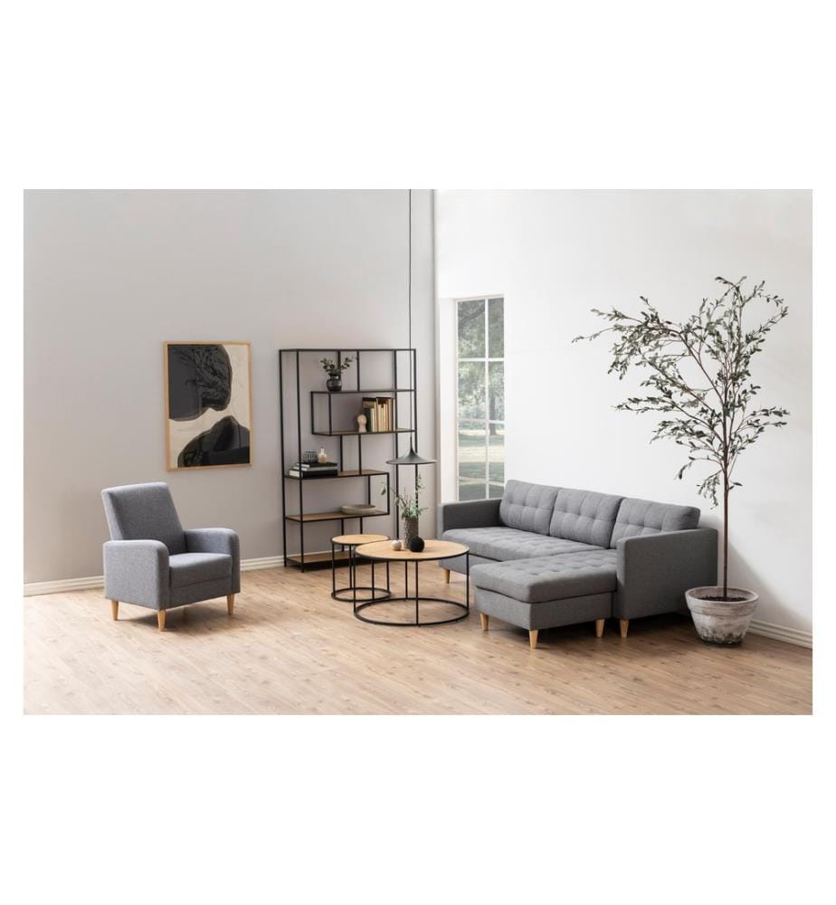 AC Design - Regal Seaford 114 x 35 x 185 cm, Eiche/Schwarz