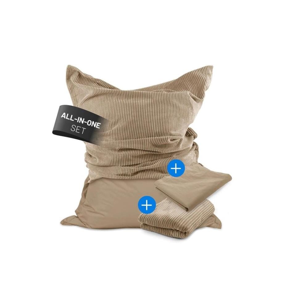 Lumaland - Sitzsack + Cordhülle Beige, 380 l