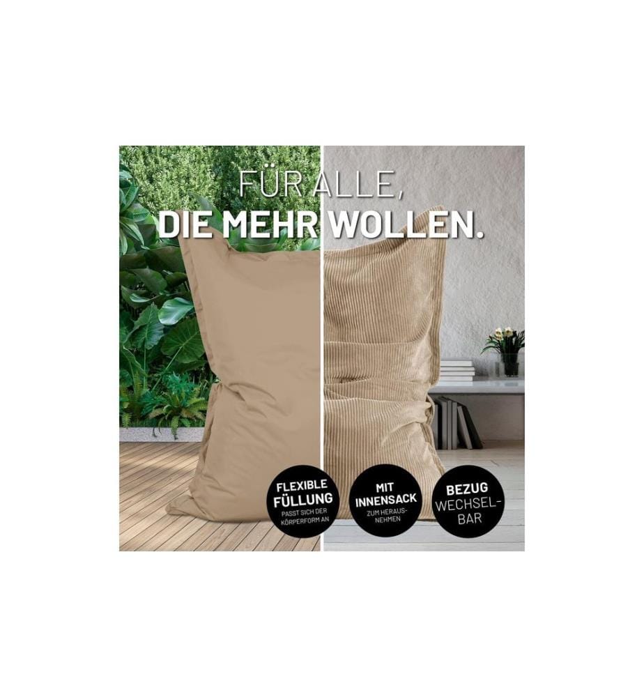 Lumaland - Sitzsack + Cordhülle Beige, 380 l