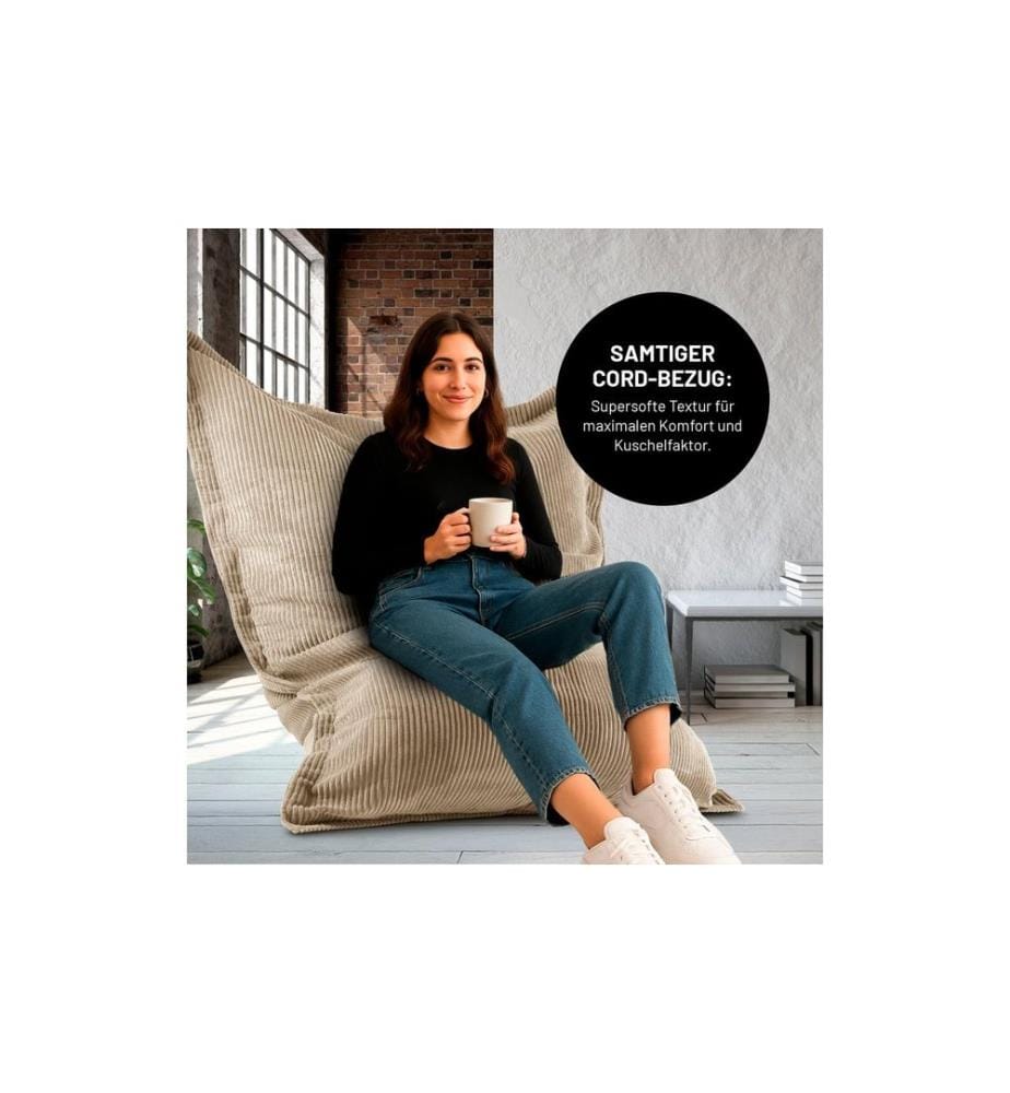 Lumaland - Sitzsack + Cordhülle Beige, 380 l