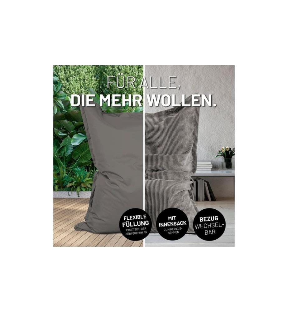 Lumaland - Sitzsack + Cordhülle Grau, 380 l