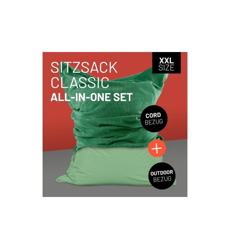 Lumaland - Sitzsack + Cordhülle Pastellgrün, 380 l