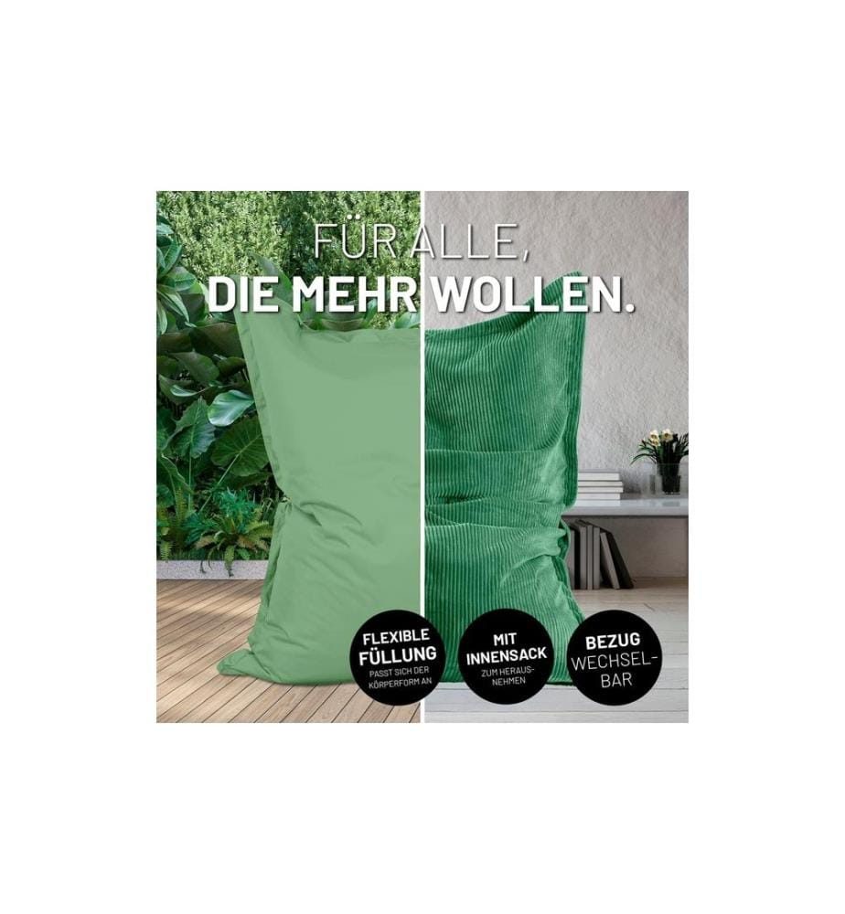 Lumaland - Sitzsack + Cordhülle Pastellgrün, 380 l