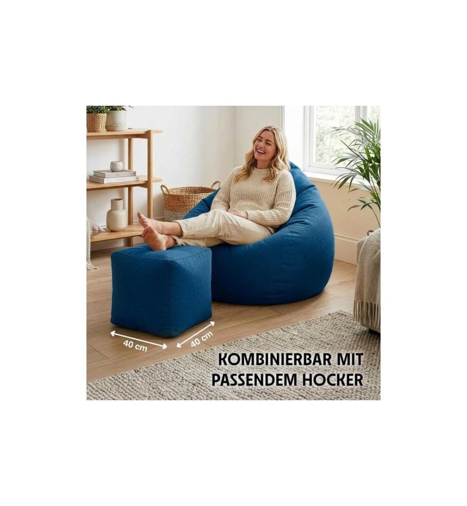 Urbanara - Sitzsack Basic-Comfort 120 l Polyester (PES), Blau