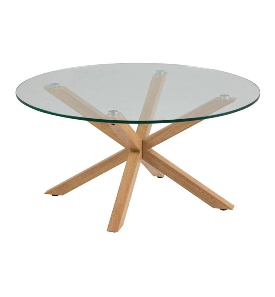 AC Design - Couchtisch Heaven Ø 82 x 40 cm, Eiche/Glas