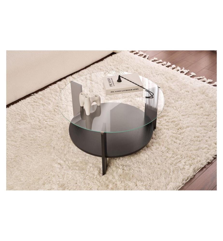 Woody Fashion - Table basse Clara Walnut 75 x 40 cm, Brun/Transparent