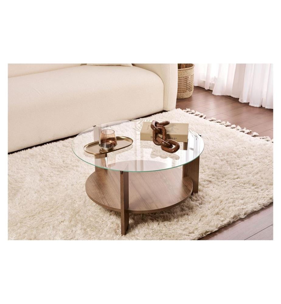 Woody Fashion - Table basse Clara Walnut 75 x 40 cm, Brun/Transparent