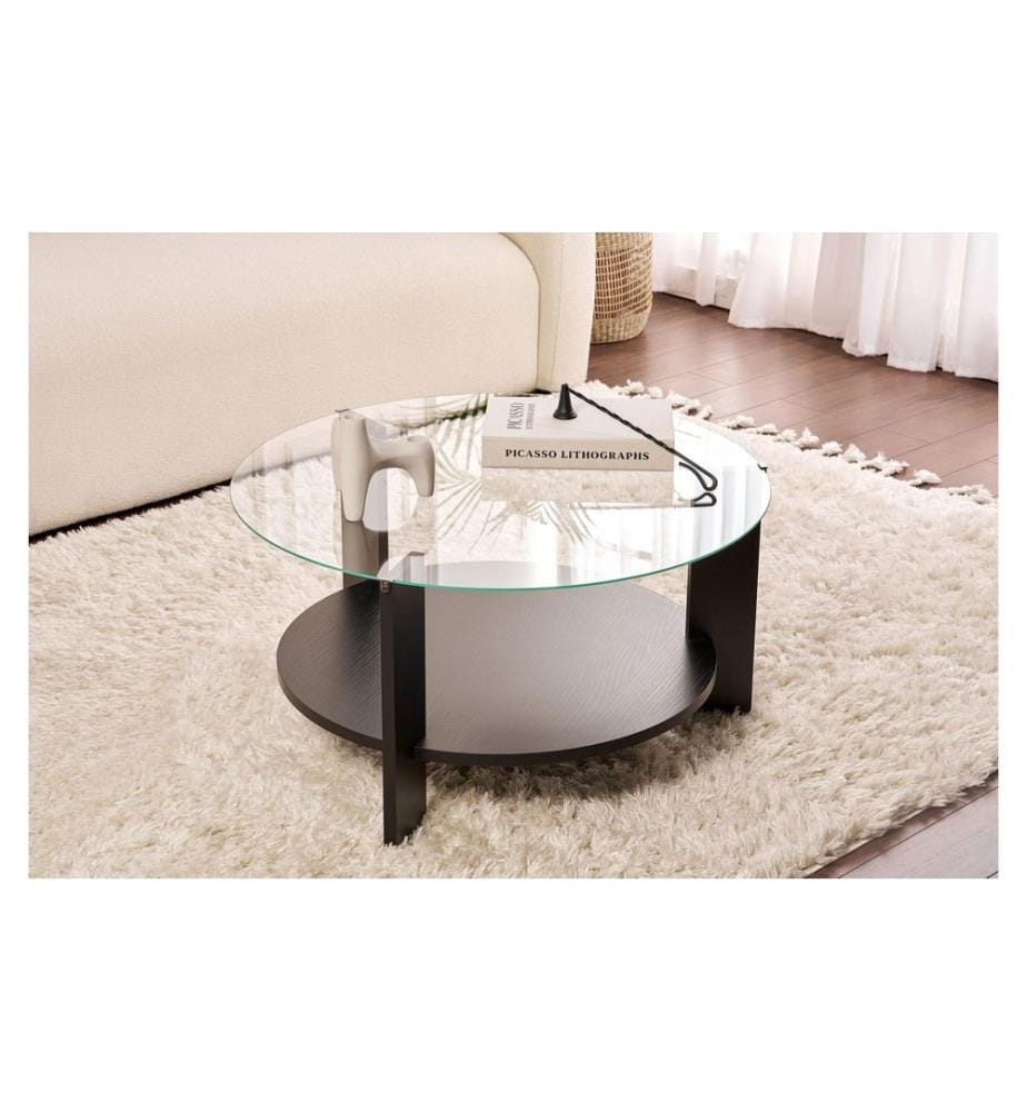 Woody Fashion - Table basse Clara Wood Black 75 x 40 cm, Noir/Transparent