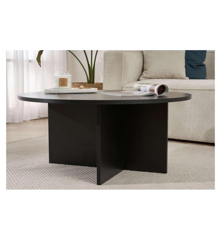 Woody Fashion - Table basse Soleil Bois Noir 90 x 40 cm, Noir