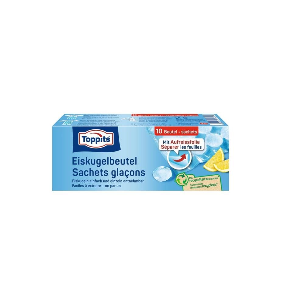 TOPPITS - Eiswürfelbeutel 10 Stück, Blau/Transparent